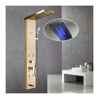 Colonne de douche thermostatique moderne en acier inoxydable brossé avec panneau de douche cascade et pluie, ensemble de douche en céramique pour