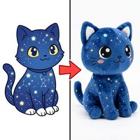 Jouets en peluche personnalisés à faible MOQ, motif brodé de constellation d'étoiles, chat de la galaxie marine, chaton assis ciel nocturne, mascotte de dessin animé