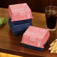 Boîte à hamburger jetable à emporter, emballage personnalisé en carton avec doublure en aluminium, boîte à hamburger avec votre logo