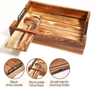 Petit déjeuner <span class=keywords><strong>Table</strong></span> <span class=keywords><strong>basse</strong></span> nourriture <span class=keywords><strong>bois</strong></span> pouf plateau tasse porte-boissons en <span class=keywords><strong>bois</strong></span> verre à vin plateau de service avec poignées - Product Image 3