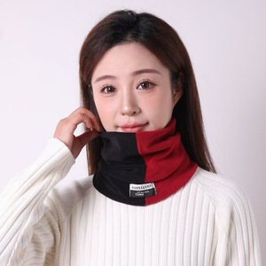 Calentador de cuello con bloques de color para mujer, bufanda cálida con diseño de empalme, cubre rostro, a prueba de viento, accesorio de invierno, 24 cm de ancho - Product Image 3