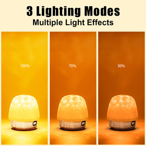 Lampe de nuit LED à effet d'ondulation d'eau, haut-parleur sans fil, commande tactile, rechargeable par USB, lampe d'ambiance de table, art de la vague océanique pour la chambre - Product Image 4