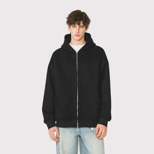 Venta caliente de los hombres de encargo de peso pesado de lana 550G sudaderas con capucha <span class=keywords><strong>Low</strong></span> Moq Zip up Sudadera con capucha de alta calidad para los hombres - Product Image 1