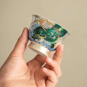 Tasse à thé en céramique Azure Dragon, design argenté doré, style chinois traditionnel, tasse à thé de luxe pour usage domestique - Product Image 2