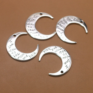 Ciondoli a forma di luna 'I LOVE YOU to the MOON and BACK' in lega di zinco color argento antico, per creazione fai da te, accessori per gioielli - Product Image 6
