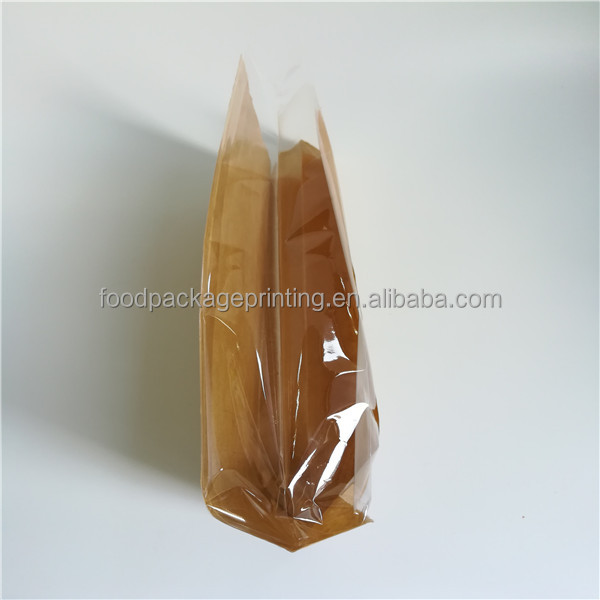 food packageing use disposable custom printed bakery paper bag with window