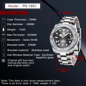 PAGANI DESIGN Original Men's Automatic <b>Mechanical</b> <b>Watches</b> NH35/8215 Luxury Stainless Steel Waterproof <b>Watch</b> for Men Reloj PD1651 - Product Image 4