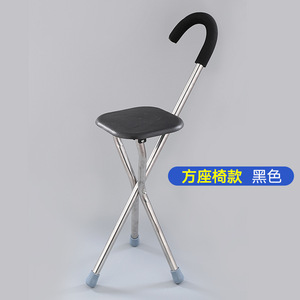 Canne-tabouret pliable triangulaire en alliage d'aluminium Changxing, marron, pour personnes âgées - Product Image 3