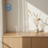 Wadah Makanan Polikarbonat 1/9 GN Transparan, Plastik PC Gastronorm, Anti Pecah, Aman untuk Kulkas, Wadah Makanan Buffet Dapur dengan Tutup