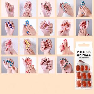 Faux ongles courts couleur unie, style européen et américain, simples et détachables, vente en gros - Product Image 2