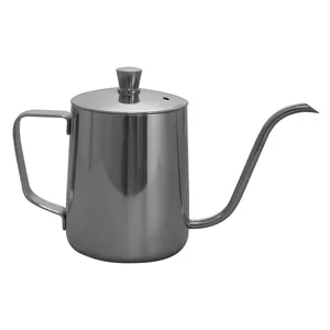 In-Stock 350ml Stainless Steel Coffee Pot with Lid Spout and Long Mouth Kettle Custom Logo Metal Jug for Home or Restaurant Use