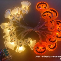 Luci LED a Forma di Zucca con Cappello da Strega per Decorazioni di Halloween, Luci Fatate 3D per Casa, Bar, Giardino e Feste di Halloween