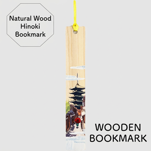[Fabriqué au Japon] Marque-page en bois de Hinoki, motif fleur de cerisier, style classique, impression numérique - Bois naturel de cyprès Hinoki japonais - Product Image 1