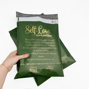 biodegradable matte dark green print logo custom shipping bags polly mailer bags courier bags for clothing package