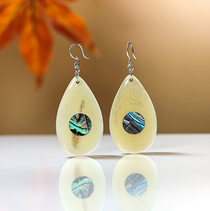 Minh Giang Craft Premium Buffalo Horn Fashion Stud Earrings Decorated with Authentic Shiny Organic <b>Abalone</b> <b>Shell</b> - Product Image 6