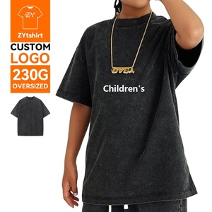ZYtshirt Vente en gros T-shirts pour enfants personnalisés avec logo, 230 GSM, 100 % coton, coupe oversize, effet <span class=keywords><strong>vintage</strong></span> délavé, pour le style streetwear - Product Image 1