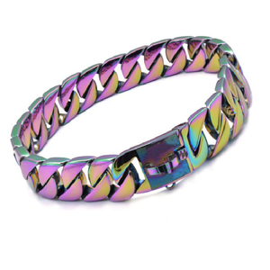 Arnés de perro de raza grande de acero inoxidable de alta calidad KINYU Collar de Bulldog de cadena de eslabones cubanos Chapado en ilusión de lujo - Product Image 2