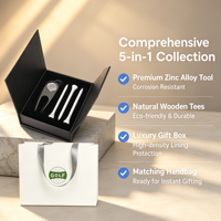 Élégant ensemble d'outils de réparation de divots de golf avec tees en bois, accessoire de golf personnalisé, cadeau pour les amateurs de golf, souvenir d'entreprise pour le golf