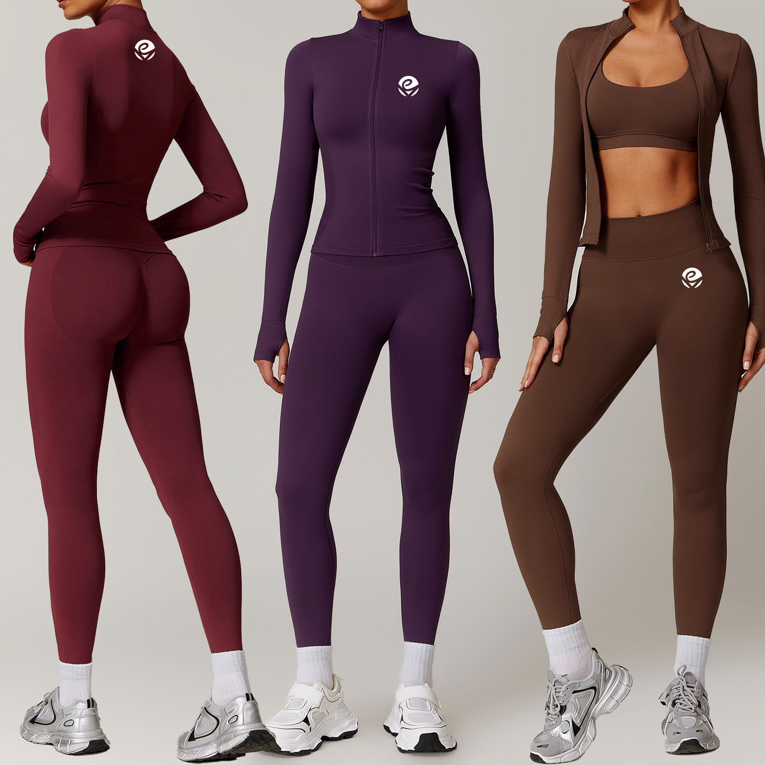 Sportswear Gym Fitness Sets Women Activewear Csrunch Butt Yoga Leggings Sports Jackets Gym Wear 2 Pcs Seamless Yoga Sets Custom
