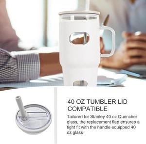 2 Pack 40oz Tumbler Replacement Lids <b>With</b> Flip <b>Straw</b> Plastic <b>Cup</b> Covers Leakproof for Reusable Travel Tumblers - Product Image 3