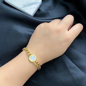 Fashion Cuban <b>Chain</b> Women's Roman Numeral Black and White Shell Stainless Steel Trendy <b>Bracelet</b> for Both <b>Men</b> and Women Jewelry - Product Image 3