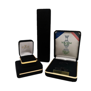 Dongguan กล่องของขวัญกำมะหยี่สีดำเข้มพร้อมขอบสีทองทำโลโก้ตามสั่งจากโรงงานเป็นมิตรกับสิ่งแวดล้อม - Product Image 5