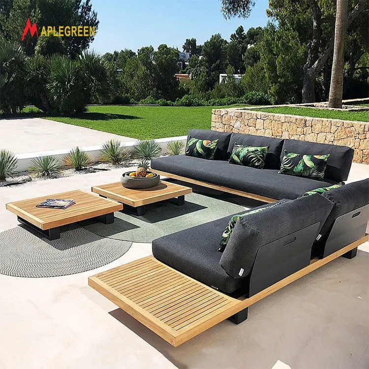 Luxury garden leisure sofa set aluminum frame outdoor patio furniture outdoor teak sofa set