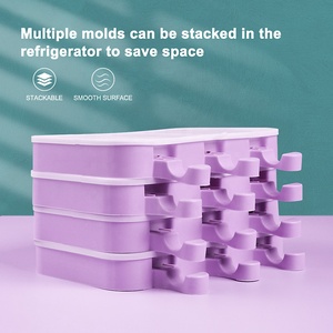 Silikovove cartoon <b>silicone</b> cream mold, multi-shaped ice popsicle making <b>tool</b>, with lid and stick - Product Image 5