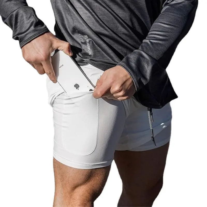 Wholesale Double Layer Hidden Pocket Gym Casual Running Short Pants Mens Workout Shorts For Men