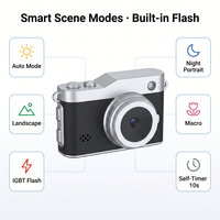 Cámara Compacta Retro de 64MP, 2.5K, 1440P, Cámara Selfie con Ranura para Tarjeta TF de 128GB, Cámara Digital Ligera de Bolsillo para Niños, 1080p