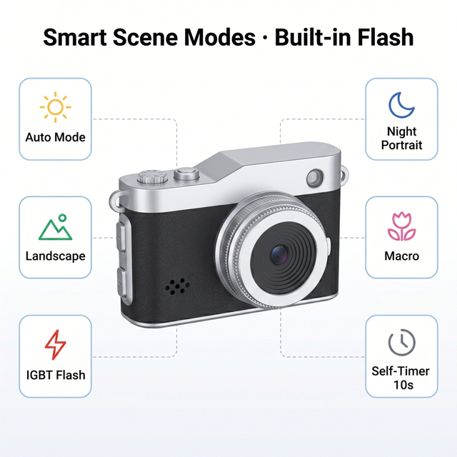 Camara Compacta Retro 64MP 2.5K 1440P Thumb Camera Selfie TF 128GB Digital Camera Lightweight Pocket for Kids Camera 1080p