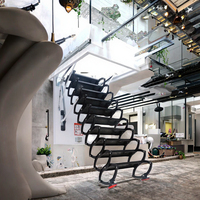 Escalier télescopique droit en métal, manuel et électrique, pour villa, intérieur, vert, fabrication chinoise