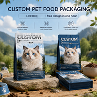 Sachets personnalisés pour aliments pour animaux de compagnie avec languette d'ouverture facile et fermeture éclair, fond plat, pour l'emballage d'aliments pour animaux de qualité supérieure