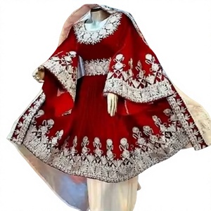 Vestido Maxi de Gasa y Cachemira para Mujer, Estilo Salwar Kameez Tribal Afgano Kuchi, con Decoración de Encaje, Estampado Elegante para Boda o Novia - Product Image 1