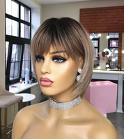 Cheveux indiens bruts de l'Inde vendeur en gros, européen 100 vierge cheveux humains bandeau droit perruques avec franges pour les femmes blanches