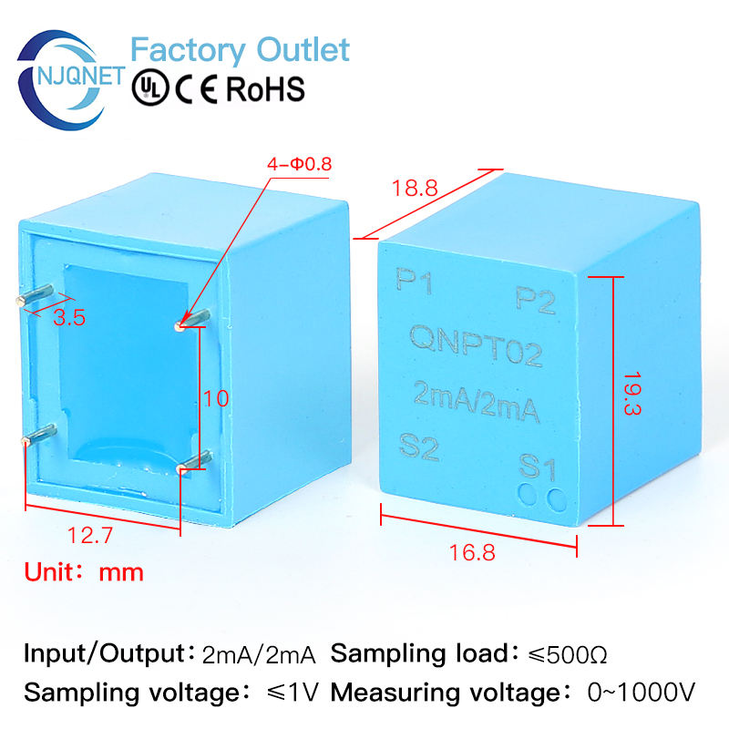 Micro Precision AC Voltage Transformer PCB Ct QNPT02 2mA 2mA 110V 220V 380V Potential Transformer Current Sensor Factory