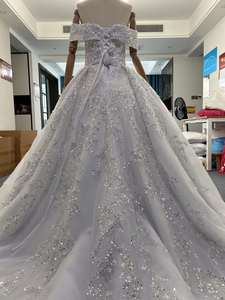 High Quality Classic Princess <b>Romantic</b> Bride Wedding <b>Dress</b> Lace-Up A-Line Floor-Length Long Sleeve Factory Price Popular Europe - Product Image 6