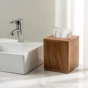 Boîte à mouchoirs carrée en bois de noyer avec couvercle, pour la maison, le salon, la salle de bain, rangement pratique, design polyvalent - Product Image 5