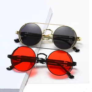 Promosyon yuvarlak lens Metal çerçeve özel moda güneş gözlükleri