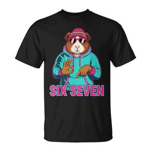 Six Seven Meme T-shirt mignon avec motif cochon d'Inde, design Gen Z Alpha Slang - Product Image 2