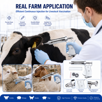 WANJIA Pistola Inyectora de Vacunas de Latón Ajustable de 50 ml para Ganado, Cerdos, Ovejas, Vacas, Jeringa Dosificadora Veterinaria Semiautomática