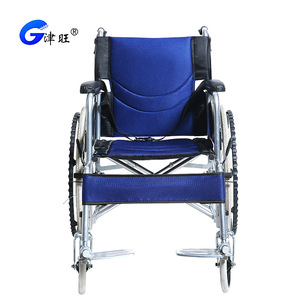 รถเข็นวีลแชร์แบบพับได้ Jinwang น้ำหนักเบา เบาะสีส้ม โครงเหล็ก สำหรับการเดินทาง ช่วยเหลือการเคลื่อนไหวสำหรับผู้สูงอายุและผู้พิการ - Product Image 3