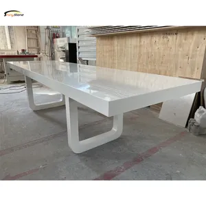 Tavolo da pranzo in pietra solida di forma rettangolare su misura/in pietra artificiale