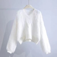 Pull tricoté décontracté pour femme en viscose/polyester, col rond ample avec pompons – Collection Hiver – Grande Vente