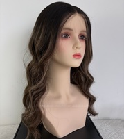 Perruque sans colle JX Original en cheveux vierges russes ondulés brun balayage, avec dentelle transparente HD et ligne de cheveux dorée floue