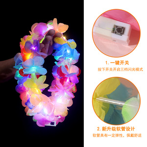มงกุฎดอกไม้เรืองแสง ไฟ LED ประดับศีรษะ สำหรับงานปาร์ตี้ วัยรุ่น อายุ 15-35 ปี เครื่องประดับผมพลาสติกเรืองแสง - Product Image 4