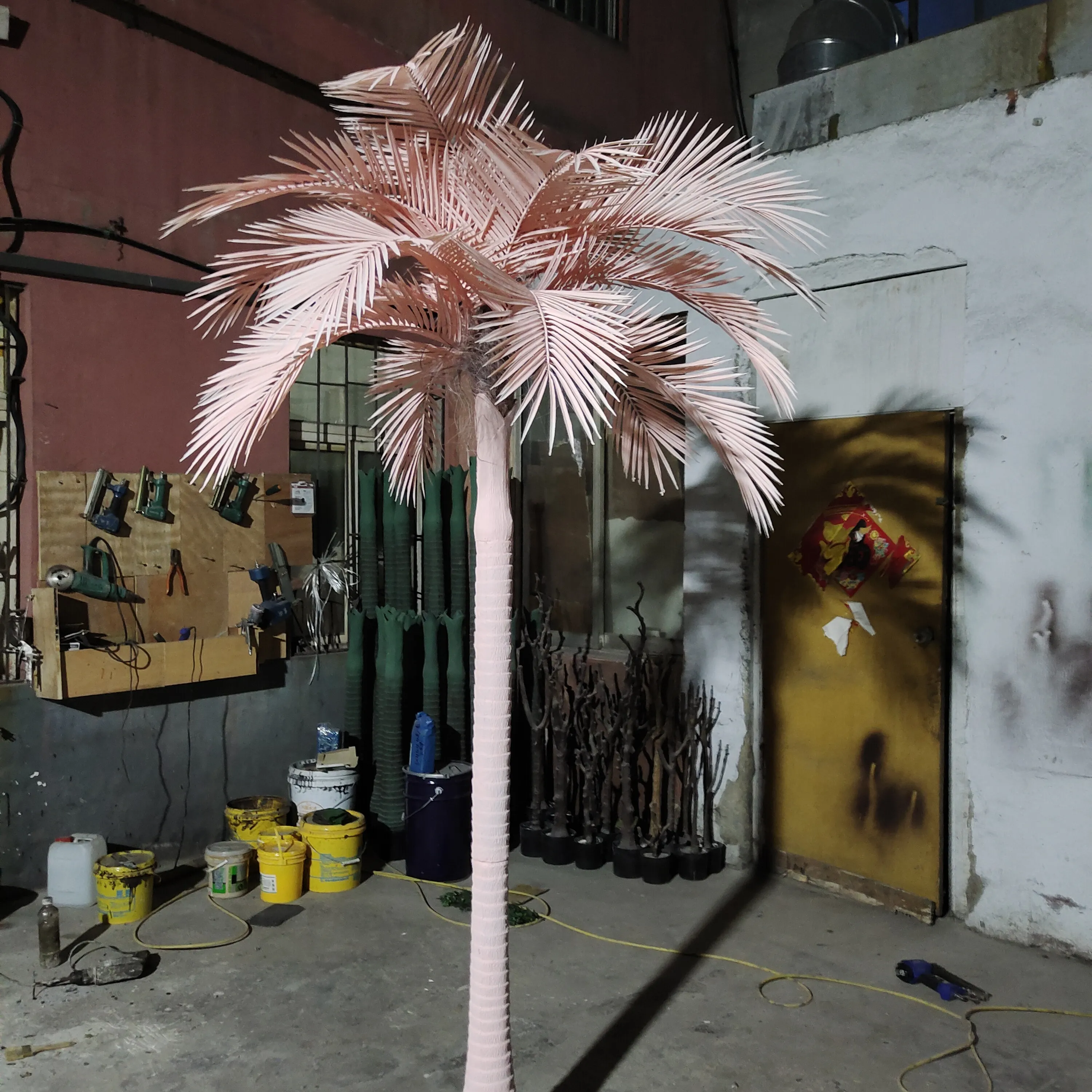 Venster Achtergrond Decoratie Aangepaste Grote Boom Kunstmatige Roze Palm Boom Grote Outdoor Boom