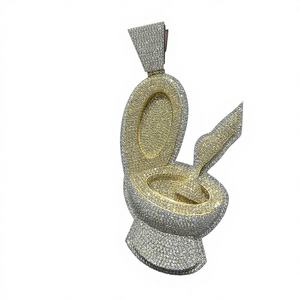 Colgante de baño de baño de plata S925 chapado en oro con diamantes de moissanita VVS, joyería hip hop personalizada, dijes finos para hombre, fiesta, IGI - Product Image 1