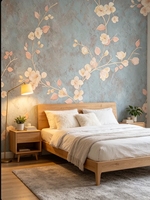 Papier peint floral vintage, papier peint mural personnalisé, papier peint mural à fleurs de pêche douces pour le salon, la chambre à coucher, la décoration de la maison, salon