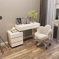 Ensemble de coiffeuse moderne avec miroir LED et tabouret à cadre en cristal pour chambre à coucher
